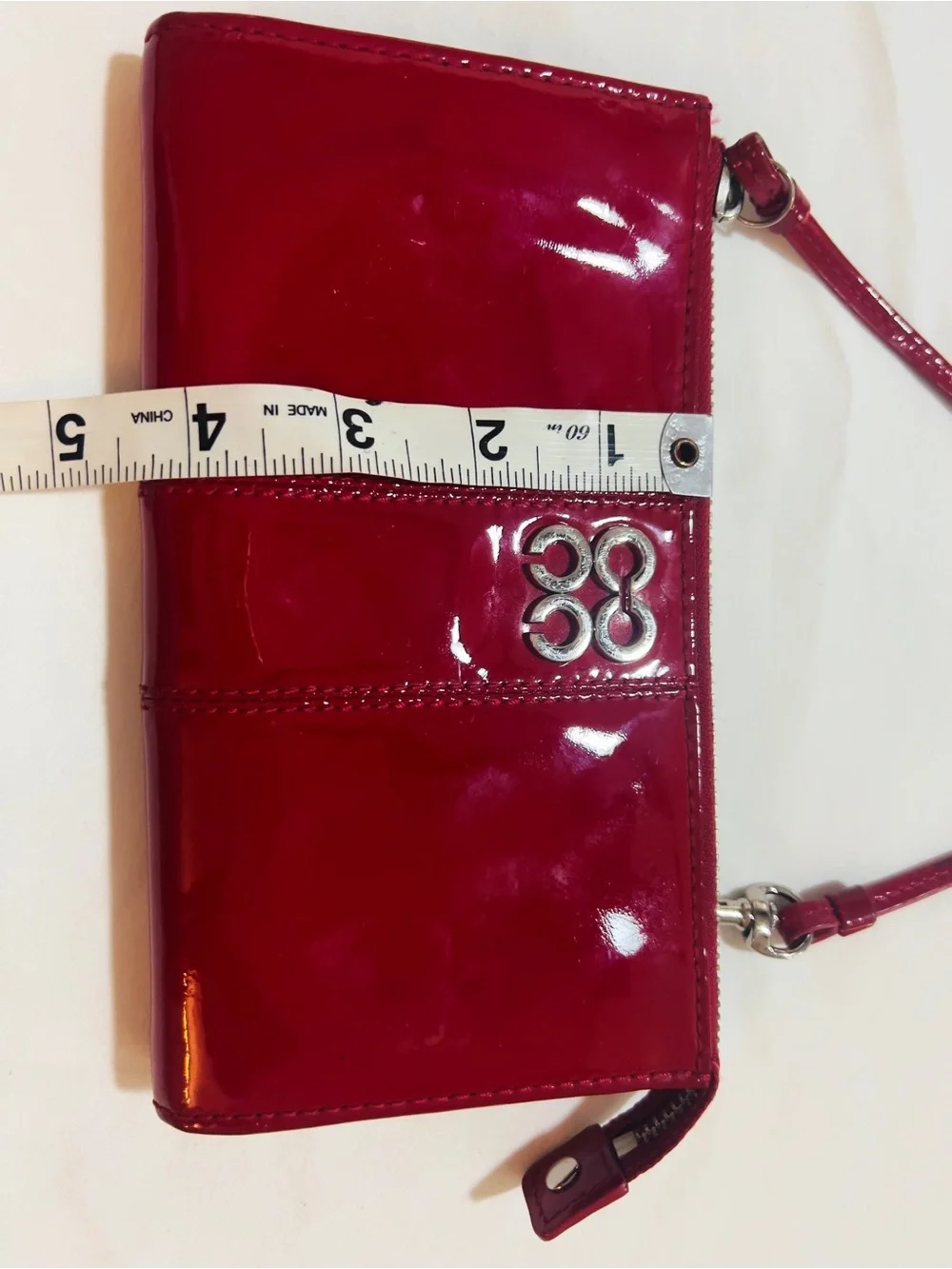 🩷 Y2K Coach Julia Red patent leather zippy wristlet wallet silver hardware🩷